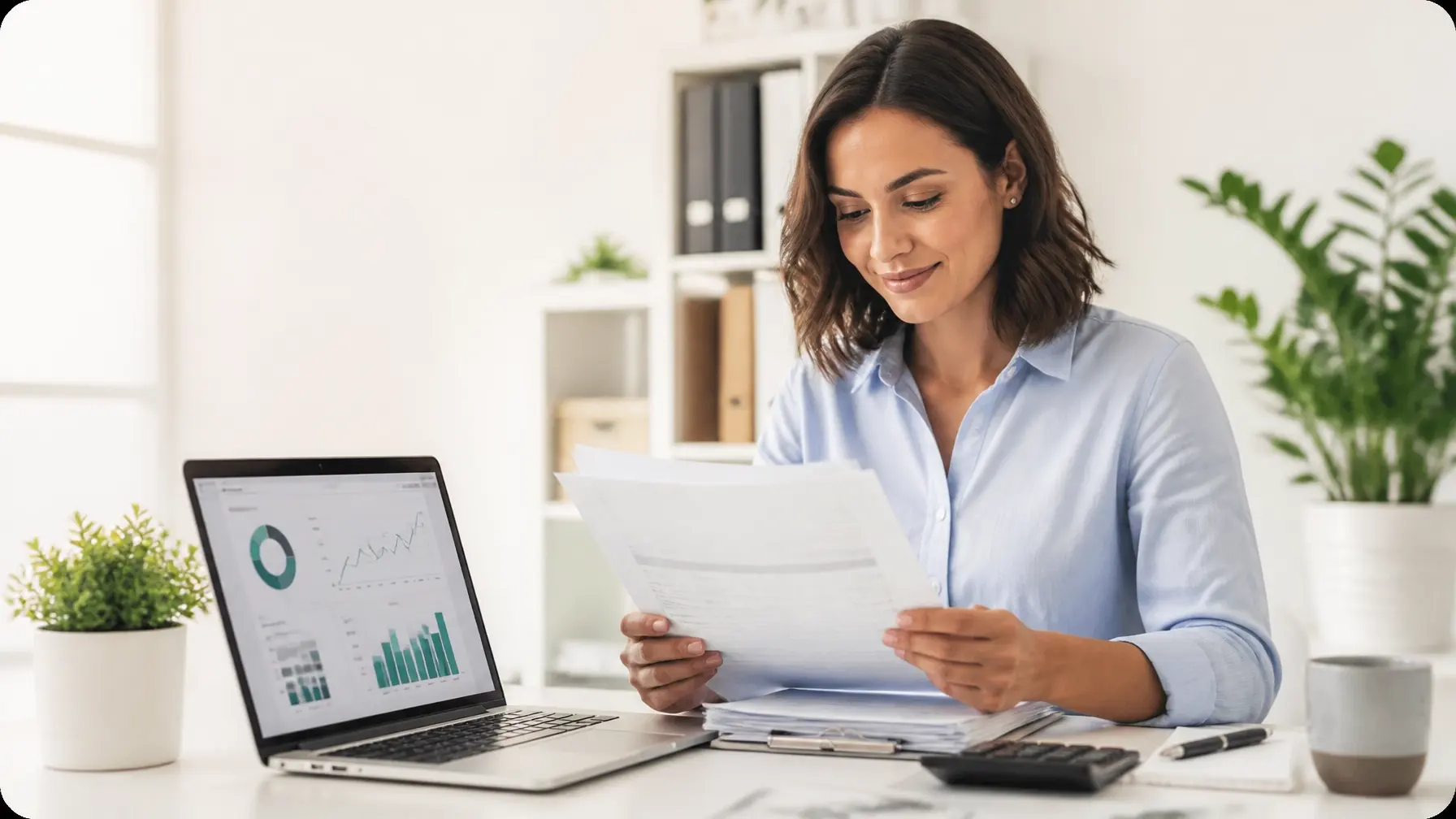 Small business owner reviewing unpaid invoices for invoice factoring